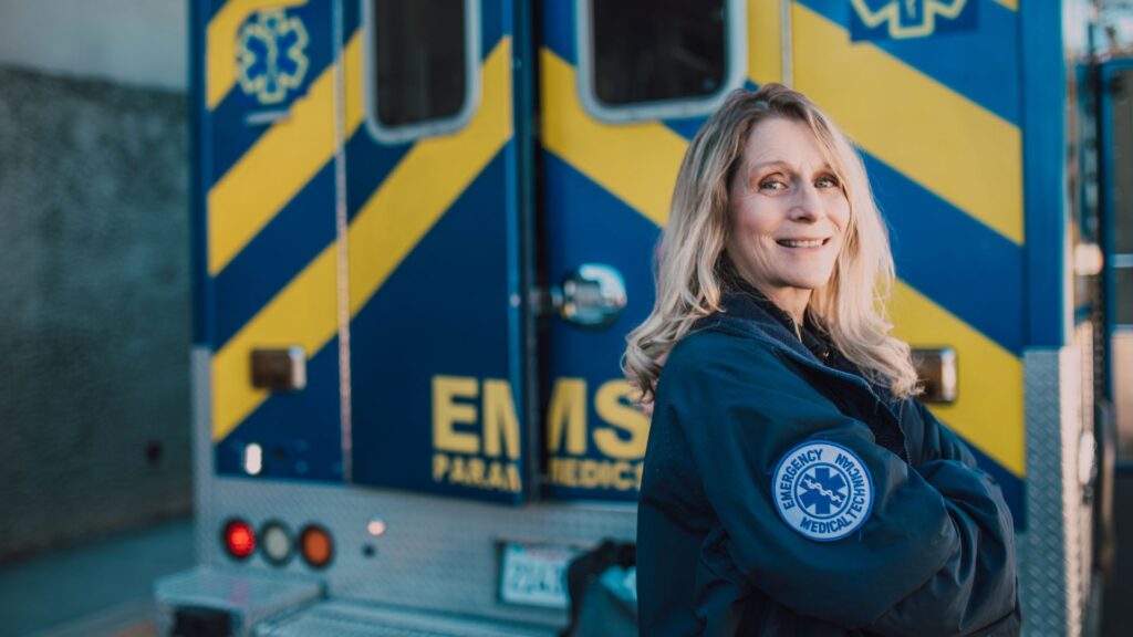 EMT next to ambulance