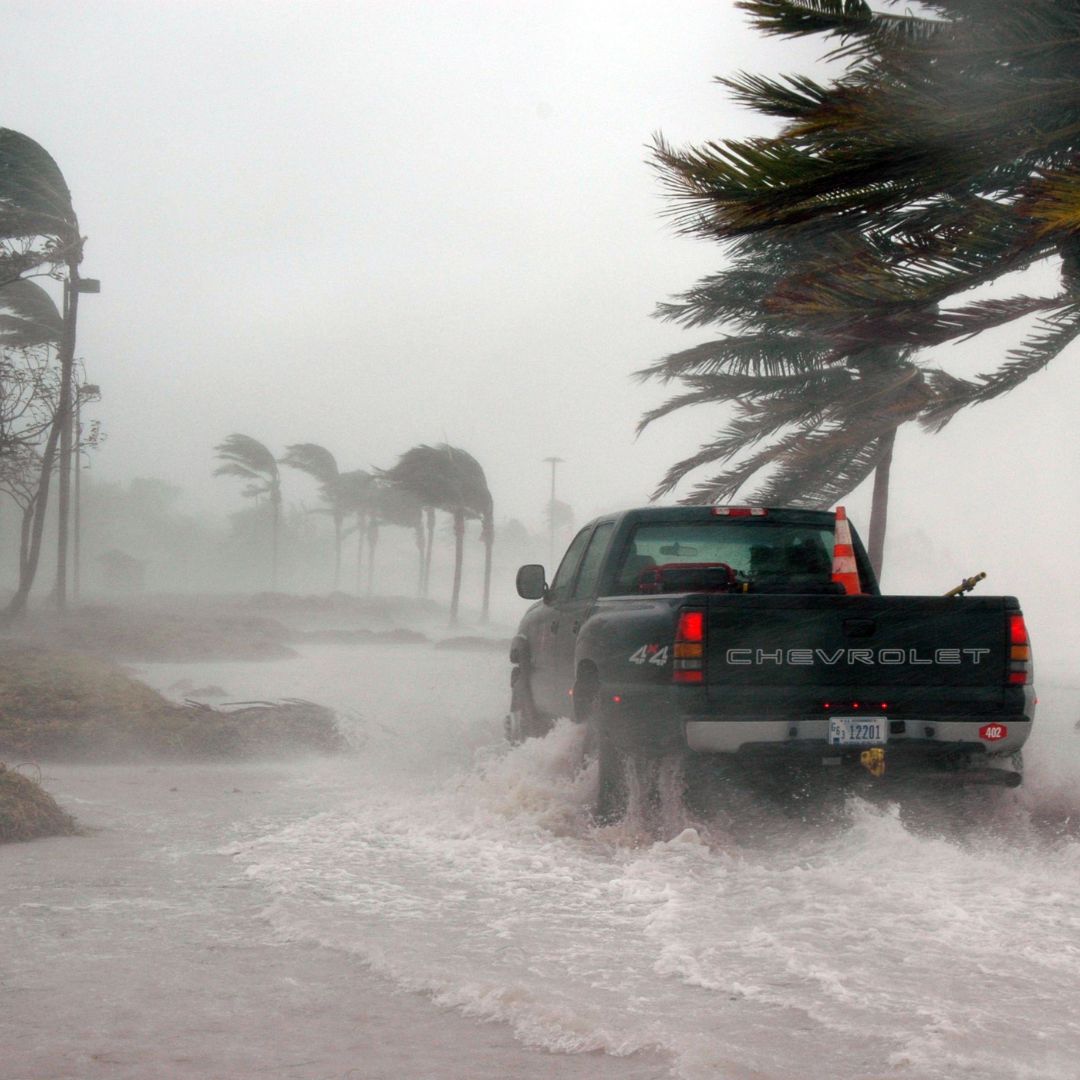 truck in hurricane